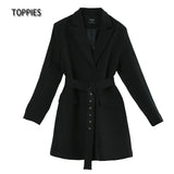 2021 Blazer Dress for Women Elegant Fashion Outerwear Jackets Coat Belt Long Sleeve Ladies