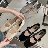 Single Shoes Women's 2025 Soft-Soled Mary Jane Women's Shoes New Retro French Spring And Autumn Square Head With A Light
