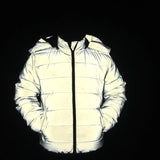 Dazzling Reflective Cotton-Padded Jacket And Thick Warm Cotton-Padded Coat, Men And Women With Night Padded Clothes-Outfit