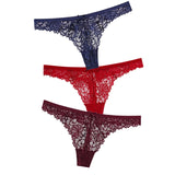 Sexy Lace Thong Low Waist Lace Transparent Panties Women Hollow out Breathable G String Briefs Bow Underwear