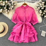Zingj Chic Blouse Women's Autumn Wear New Lotus Leaf Edge Foreign Style Senior Design Sense Bow Tie Minority