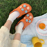 Beach Slipper Cute Cartoon Flower Deco for Hole Shoes Antislip Thicken Shoes for Women 2021 Flat Garden DIY Croc