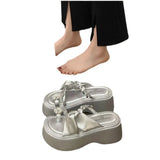 Women Wear 2025 Summer New Small Thick-Soled High-Heeled Water Drill Jackets Toe Cool Slippers