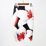 Waist Floral Print Skirts Vintage Elegant Office Lady Bodycon Skirt 2019 Women Summer Pencil Skirt Korean