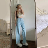 Zingj Waist Wide Leg Jeans Women Autumn Outfit 2024 New Versatile Show Thin Port Taste Straight Tube Hanging Feeling Drag Floor Pants Women-Outfit