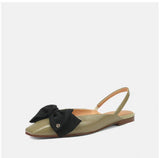 Knot Red Baotou Sandals Female Summer New Square Head Temperament Low Heel Single Shoes Female After Empty Shoes Niche Flat