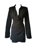 Spring Padded Shoulder Long Sleeve Fashion Female Shirt Dress Woman Elegant Sexy Ruched Casual Party Dresses for
