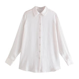 New Women's Autumn Printing Multi-Color Silk Sipping Long-Sleeved Collar Loose Shirt