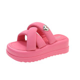 Summer New Platform Soft Leather Slippers Women Wear Cross-Platform Beach Shoes Casual Fairy Wind