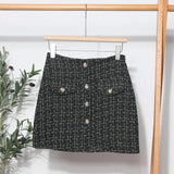 Small Scented Coarse Flowers, The Short Skirt 2022 Autumn And Winter Korean Version Of The Small Man A-Word Bag Hip Lattice Half-Dress