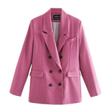 2021 spring blazer + pant two peice set women double breasted suit jacket high waist