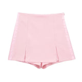 Women's Clothing 2025 Spring New Silk-Sense Texture Spliced Tight Body Clothes + Open-Fork Splicing Skirt