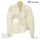 New Splicing Irregularly Cut Small Suit Jacket Top Female