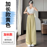 Anti-Frinkle Silk Linen Pants Women Summer Thin Ice Silk Cotton High Waist Hanging Mountain Suit Wide Leg