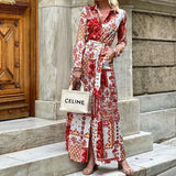 Spot Spring 2025 New Women's Fashion Print Bohemian Long Shirt