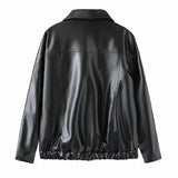 Black Bow Faux Leather Biker Jacket- Outfit