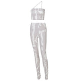 Women Fashion Summer Slim Strapless Tube Tops Long Pants Two Pieces Set Suit Outfit 2021 Female Clothing