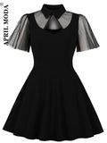Sleeve Black Retro Vintage Swing Dress Women Aesthetic Robe De Cocktail Vintage Harajuku Elegant 50s 60s Pinup Party