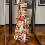 Zingj New Fall 2023 Fashion Casual Print Waist Slim Sleeveless Dress-Outfit