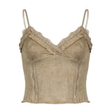 Zingj Hot Girl Millennium Wind Y2K Vest 2023 Summer New Lace Flounce
