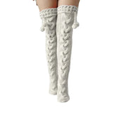 Zingj Knit Garter Fur Ball Over The Knee Long Stockings Pile Pile Wool Socks