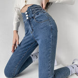 Stretch Jeans Women 2022 Push Up Sexy Retro High Waist Skinny Mom Pants Korean Fashion Denim Trousers Femme Spring