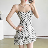 Summer Women's New French Sexy Wave Point Sling Temperament High-End Waist Repair