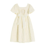 Clothing Dress Square Neck Sexy Backless Puff Short Sleeve Casual French High Waist Baggy Short Skirt Ladies