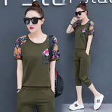 Women 2019 Summer Set 2 Pieces Women Clothing Set: Short Sleeve T-shirt+pants Casual Sportsuits Woman Track