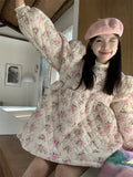 Pink Floral Quilted Coat- Outfit