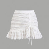 Man Sweet 100 Folded White Half-Dress Dress 2025 New High-Rise Thin A Anti-Walking Large