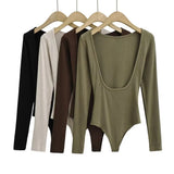 Zingj Trendy Women's Wear Small Sexual Sensation Big Bare Back Tight Bottomed Top Design Spicy Girl Style Long-Sleeved