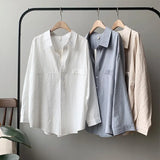 Minimalist Loose White Shirts for Women Turn-down Collar Solid Female Shirts Tops 2020 Spring Summer