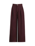 Australian Casual Simple High-End Set 2025 New Temperament V-Neck Waist Thin Suit + Solid Broad-Legged