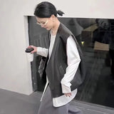Fashion Black Leather Vest Women High Street Punk Sleeveless Leather Jacket Female 2023 New Loose Casual Vest