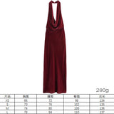 Women's Clothing 2025 Spring Festive Dress Hanging Neck Collar Silk Texture Dew Back