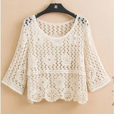 summer short hedging knitted hollow flower small outer super fairy all-match lace