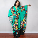 Print Deep V-neck Dress Batwing Sleeve Long Dresses Women 2022 Summer Dress Beachwear Bohemian Women Kaftan