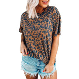 Queens Women Leopard Print Short Sleeve O-neck T-shirt Summer Fashion Ladies Tops Cotton Tee Shirt Camiseta
