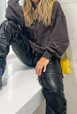 Stacked Pu Leather Pants- Outfit