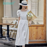 Summer Women's Dress Square Collar Kawaii Puff Sleeves Fashion Vestidos Dress Vintage Jacquard Elegant Dresses For