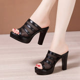 Thick-Heeled Sandals And Slippers For Women 2023 Summer Waterproof Platform Fish Mouth Mesh Large Size 4143 Fashion Sandals And