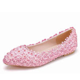 Bridal Shoes Handmade Wedding Shoes Color Flat-Soled Wedding Shoes Bridesmaids Performance Flat Heel Single