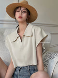 Knitted Summer Tops Women 2022 Designer Fashion Blouse Polo Crop Top Casual Oversized Knit Top