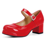 Sgesvier 2021 Spring Women Buckle Comfortable Platform Thick High Heel Pumps Fashion Sweet Dress Shoes Yellow White Red Size