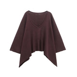 Asymmetrical V-Necked Collar Sweater High-Waisted Trousers Casual Knitting Set 2025 Spring