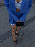 Cropped Blazer And Pleated Mini Skirt Set-Outfit