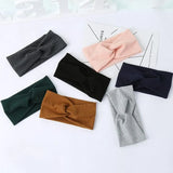Women Headband Turban Solid Color Girls Knot Hairband Hair Accessories Twisted Ladies Makeup Elastic Hair Bands