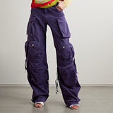 2025 New Street Overalls Wind Multi-Pocket Jeans High Waist Versatile Show Thin Straight Pants