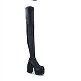 New Large-Size Square Head Boots Women Thick And Thick Over-Knee Skinny Boots High-Valley Knight
